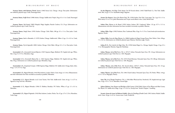 Pages from "Todd Karr's Bibliography of Magic"